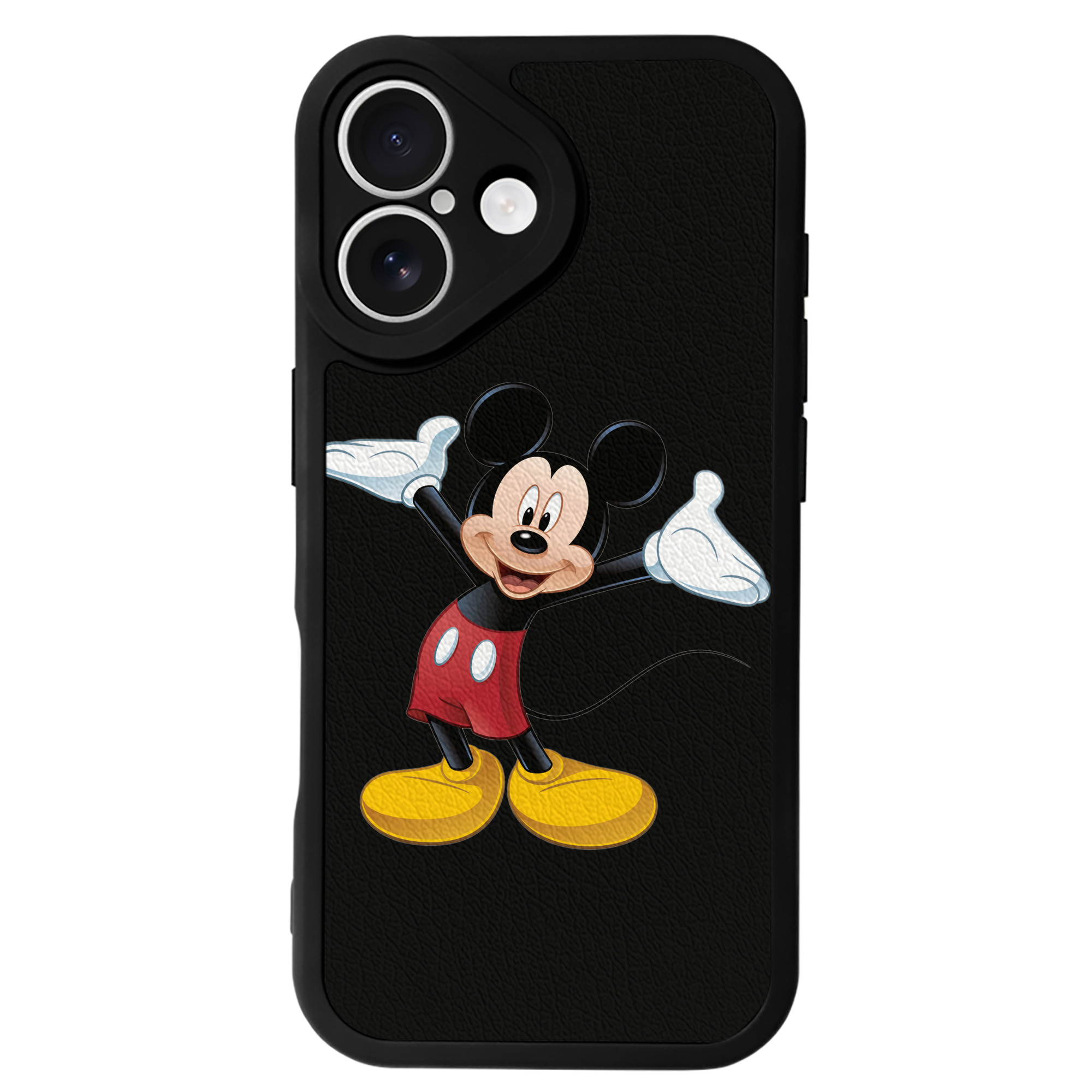 （画像用） ミッキーマウス Mickey Mouse 【iPhone 16シリーズ対応】シリコンスマホケース（レザー調） 材質：シリコン